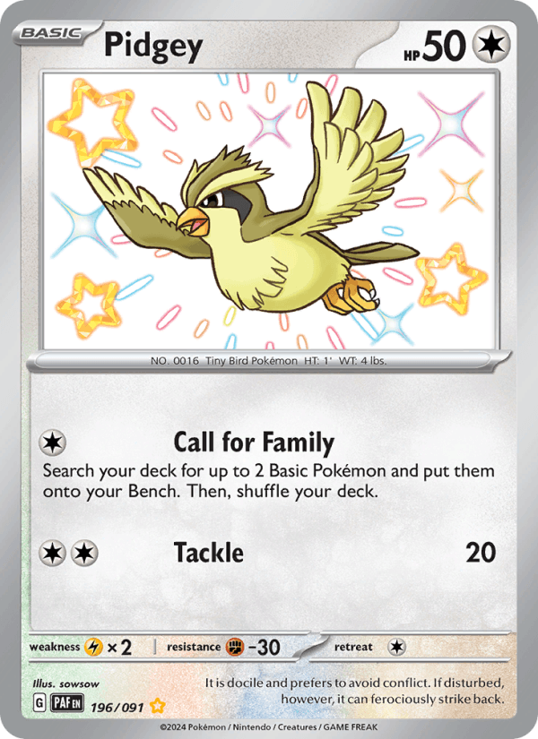 Pidgey 196/91 Paldean Fates English Pokémon card