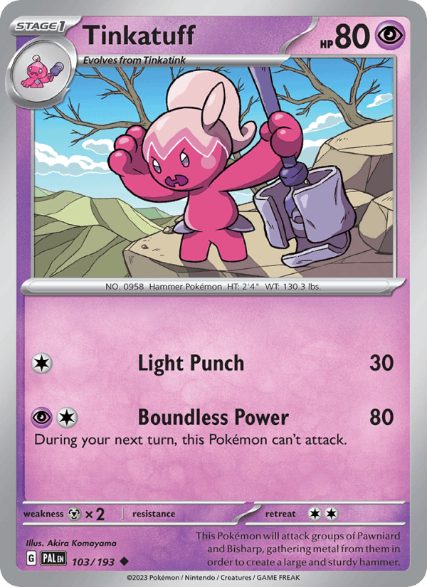 Tinkatuff 103/193 Paldea Evolved English Pokémon card