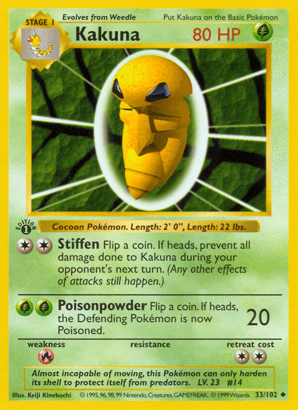 Kakuna 33/102 Base Set English Pokémon card