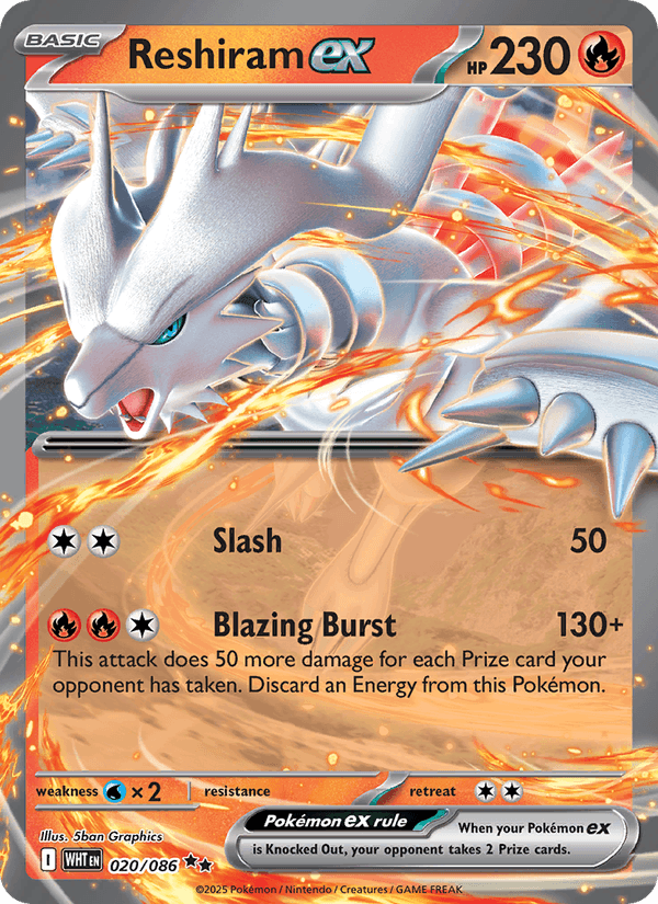 Reshiram ex 20/86 White Flare English Pokémon card