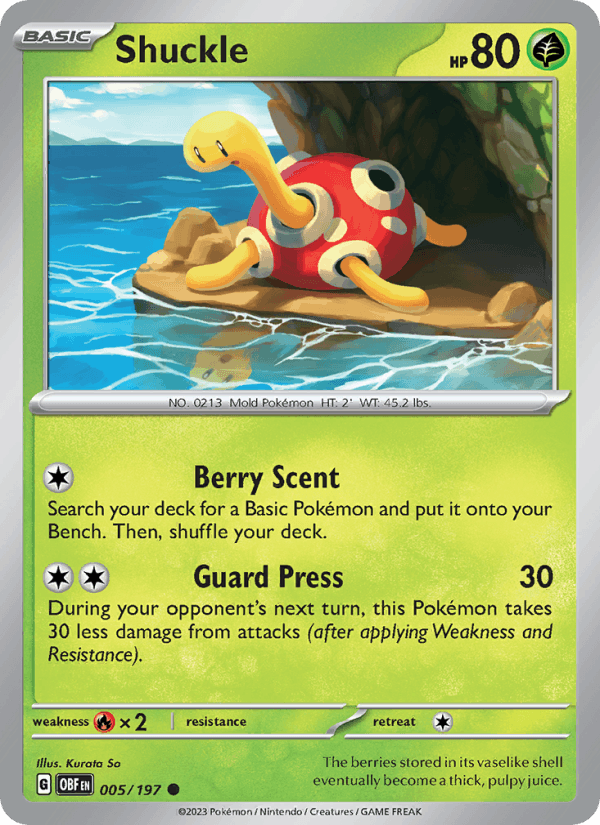 Shuckle 5/197 Obsidian Flames English Pokémon card