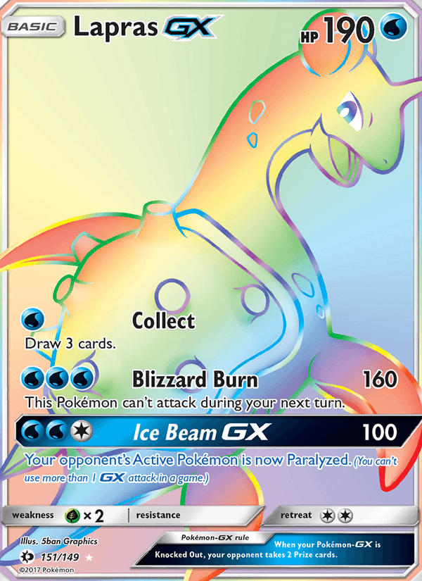 Lapras GX 151/149 Sun & Moon Base Set English Pokémon card