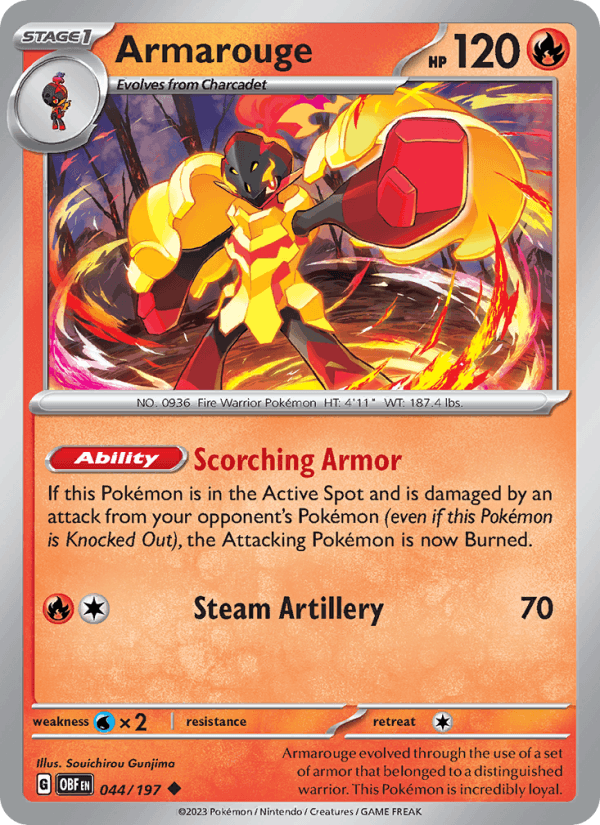 Armarouge 44/197 Obsidian Flames English Pokémon card