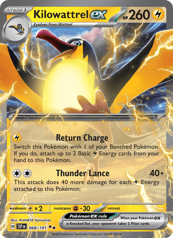 Kilowattrel ex 68/191 Surging Sparks English Pokémon card