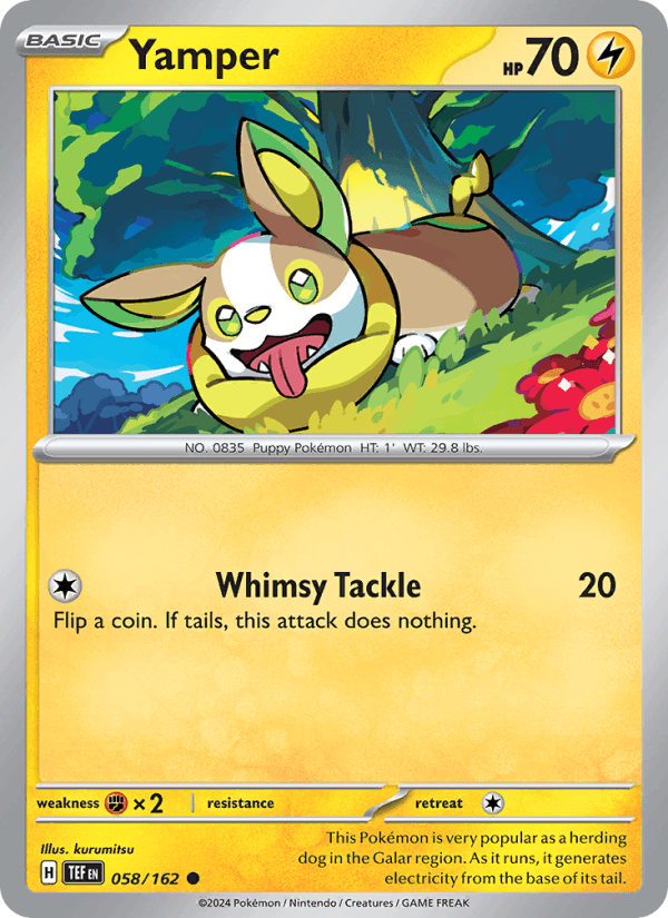 Yamper 58/162 Temporal Forces English Pokémon card