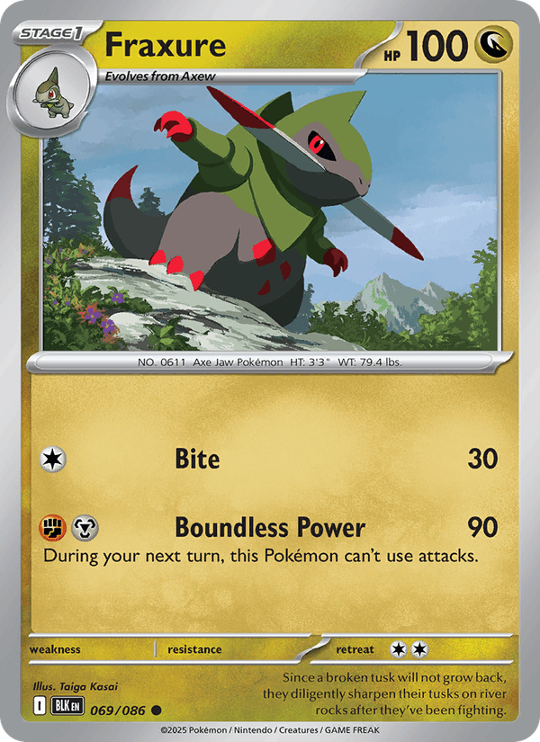 Fraxure 69/86 Black Bolt English Pokémon card