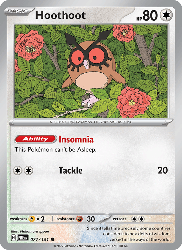 Hoothoot 77/131 Prismatic Evolutions English Pokémon card