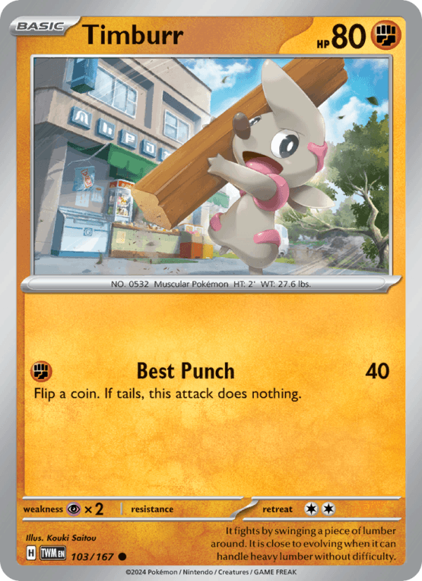Timburr 103/167 Twilight Masquerade English Pokémon card