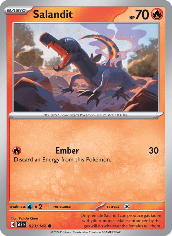 Salandit 23/142 Stellar Crown English Pokémon card
