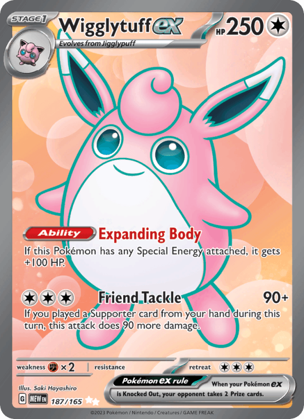 Wigglytuff ex 187/165 151 English Pokémon card