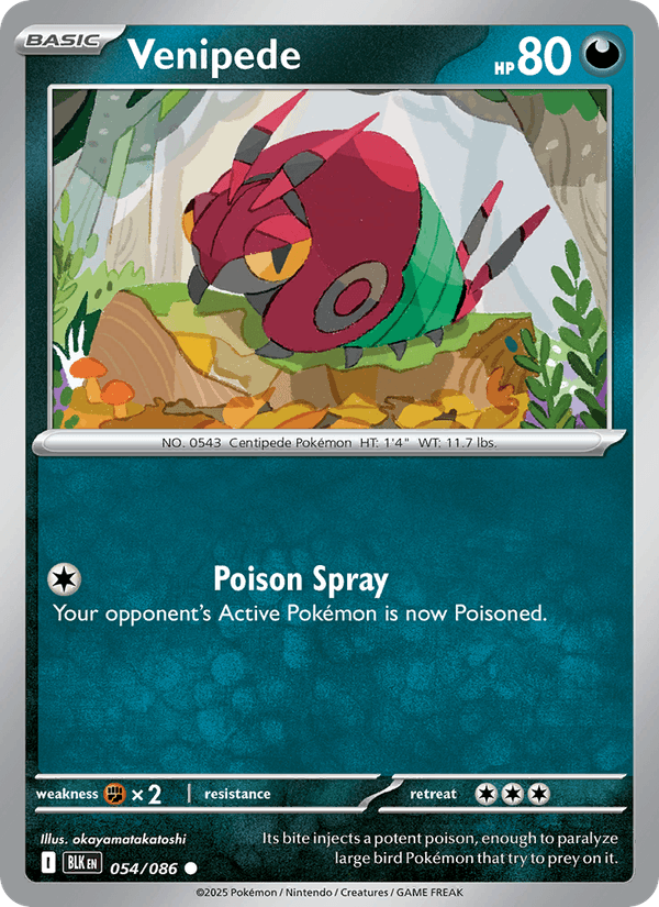 Venipede 54/86 Black Bolt English Pokémon card