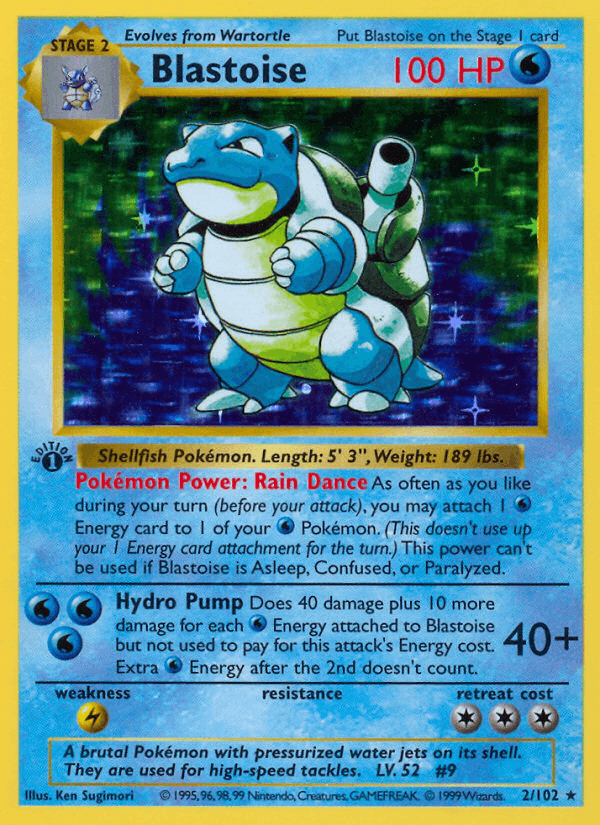 Blastoise 2/102 Base Set English Pokémon card