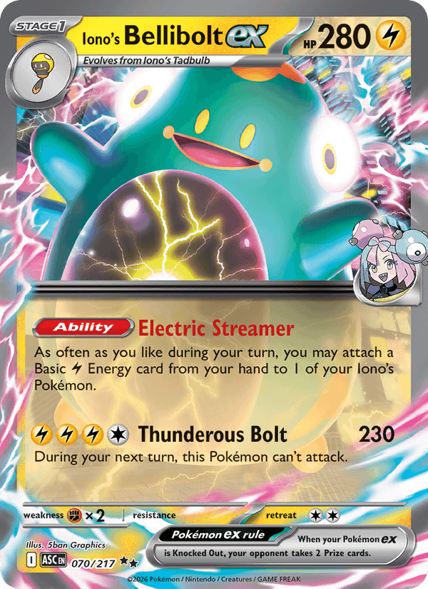 Iono's Bellibolt ex 70/217 Ascended Heroes English Pokémon card