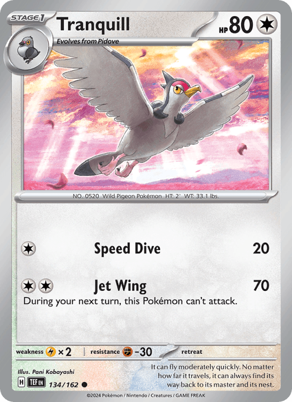 Tranquill 134/162 Temporal Forces English Pokémon card