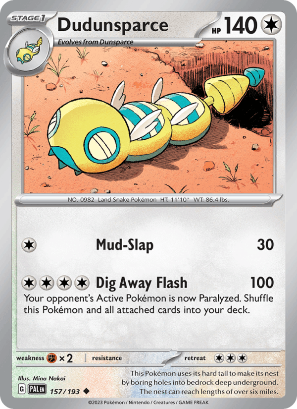 Dudunsparce 157/193 Paldea Evolved English Pokémon card