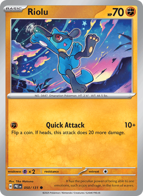 Riolu 50/131 Prismatic Evolutions English Pokémon card