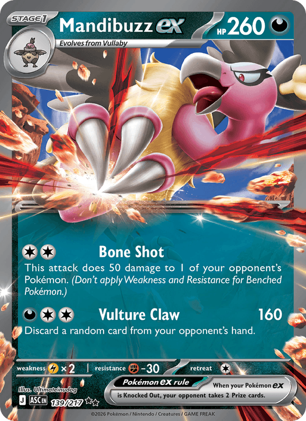 Mandibuzz ex 139/217 Ascended Heroes English Pokémon card