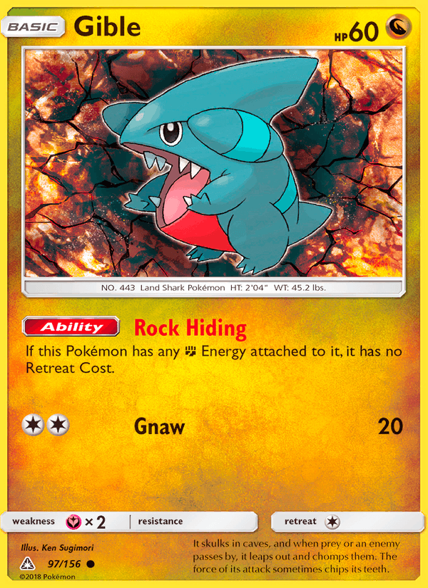 Gible 97/156 Ultra Prism English Pokémon card