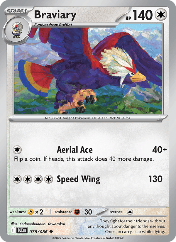 Braviary 78/86 Black Bolt English Pokémon card