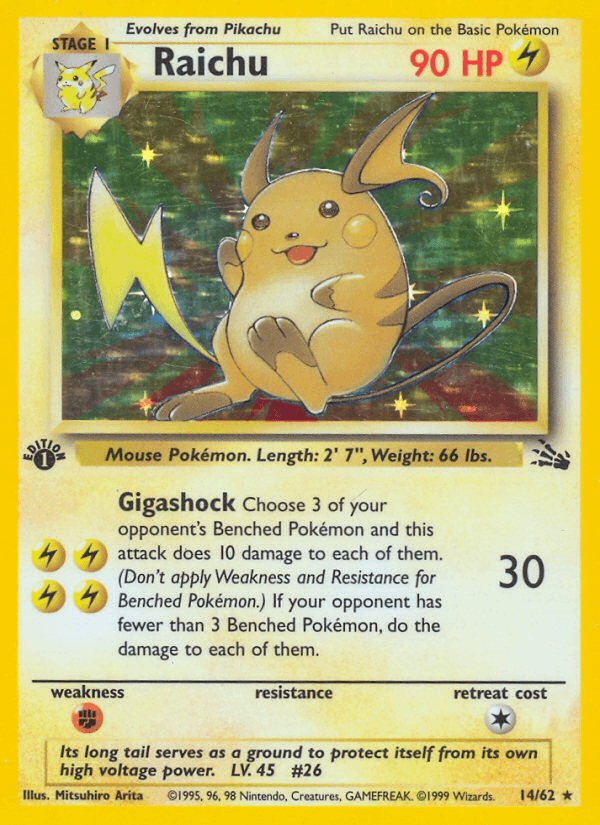 Raichu 14/62 Fossil English Pokémon card