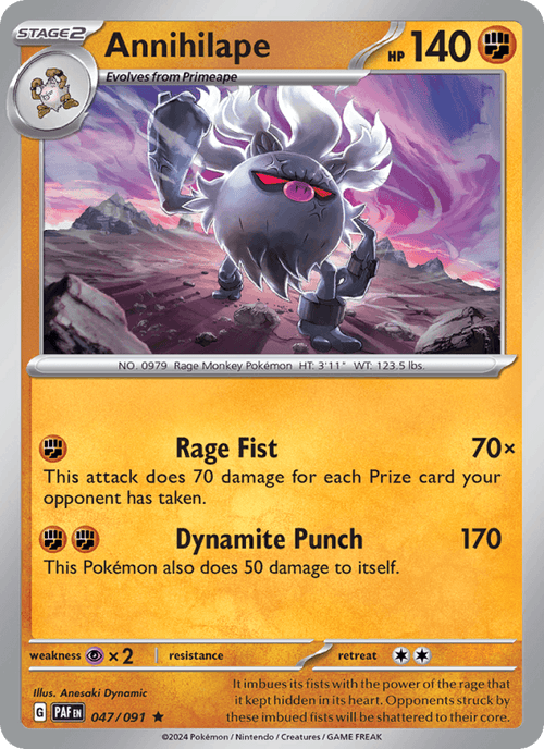 Annihilape 47/91 Paldean Fates English Pokémon card