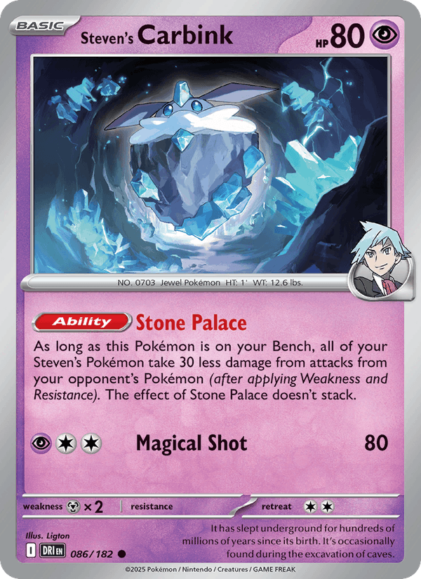 Steven's Carbink 86/182 Destined Rivals English Pokémon card