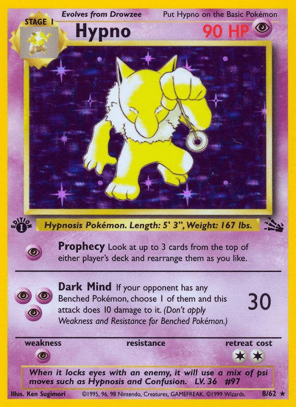 Hypno 8/62 Fossil English Pokémon card
