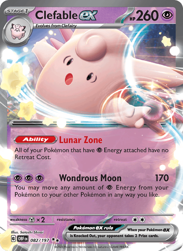 Clefable ex 82/197 Obsidian Flames English Pokémon card