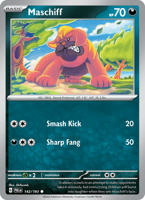 Maschiff 142/193 Paldea Evolved English Pokémon card