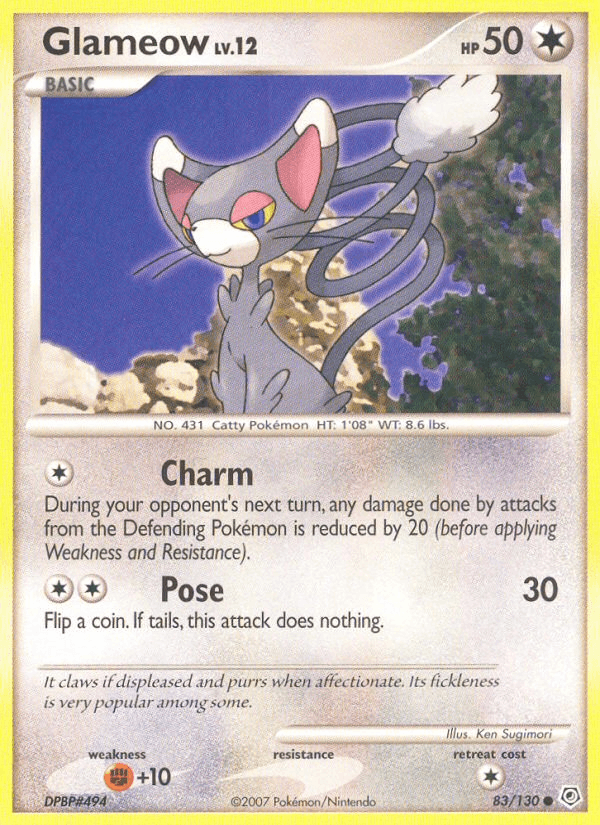 Glameow 83/130 Diamond & Pearl English Pokémon card