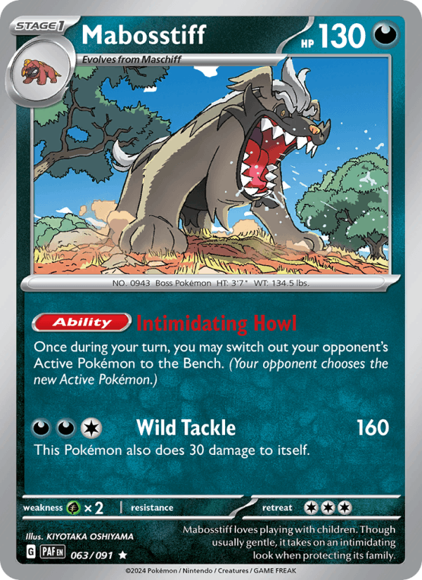 Mabosstiff 63/91 Paldean Fates English Pokémon card