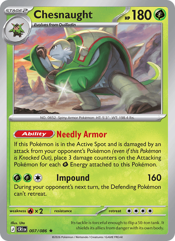 Chesnaught 7/86 Chaos Rising English Pokémon card