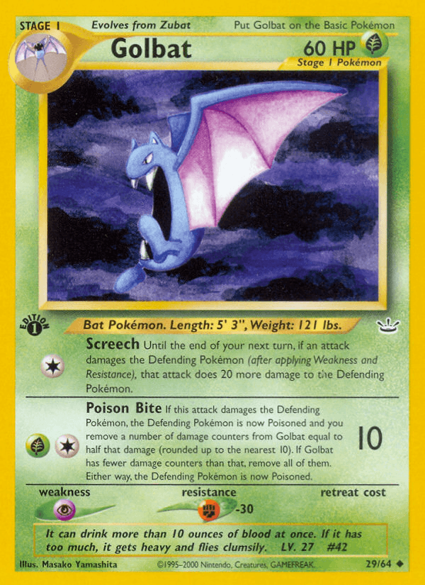 Golbat 29 Neo Revelation English Pokemon card