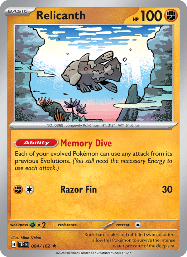 Relicanth 84/162 Temporal Forces English Pokémon card