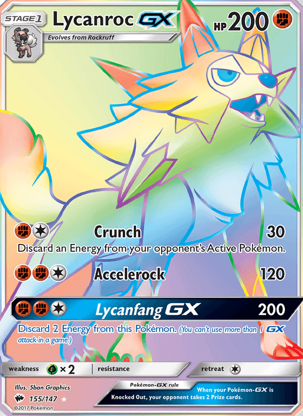 Lycanroc GX 155/147 Burning Shadows English Pokémon card