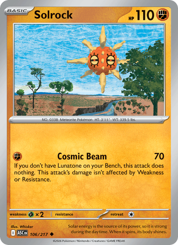 Solrock 106/217 Ascended Heroes English Pokémon card