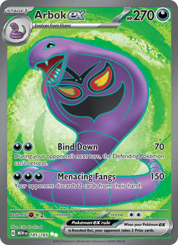 Arbok ex 185/165 151 English Pokémon card