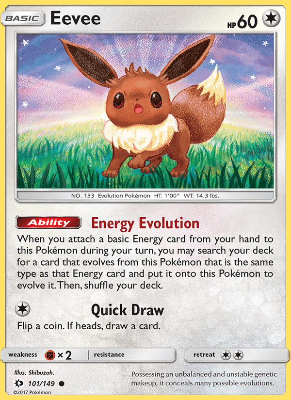 Eevee 101/149 Sun & Moon Base Set English Pokémon card