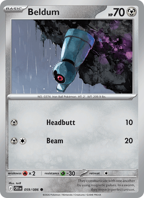 Beldum 59/86 Chaos Rising English Pokémon card