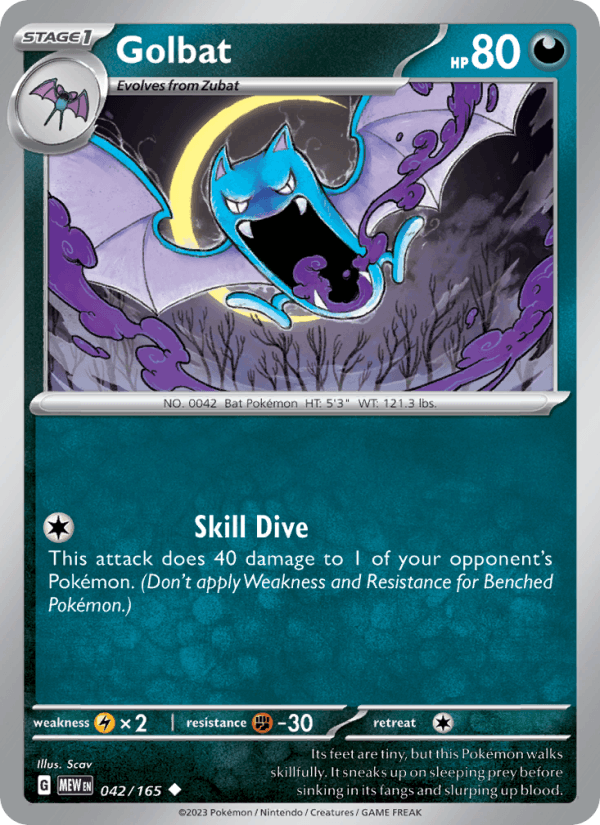 Golbat 42/165 151 English Pokémon card