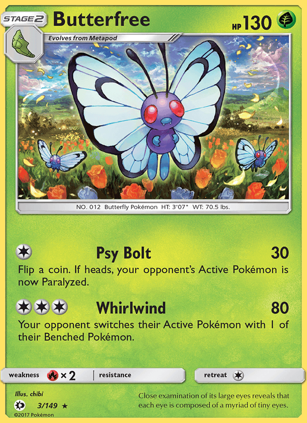 Butterfree 3/149 Sun & Moon Base Set English Pokémon card