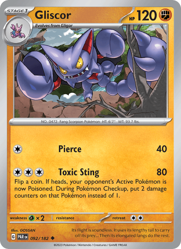 Gliscor 92/182 Paradox Rift English Pokémon card
