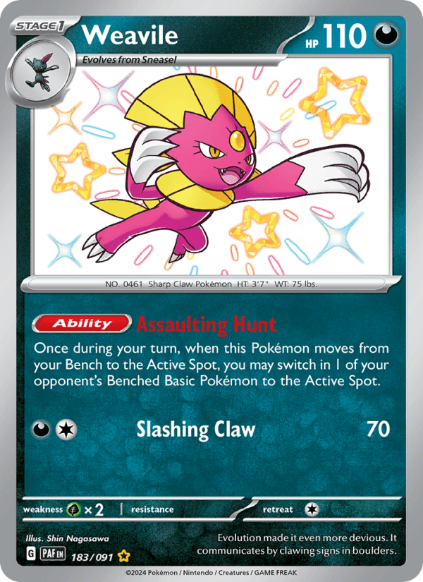 Weavile 183/91 Paldean Fates English Pokémon card