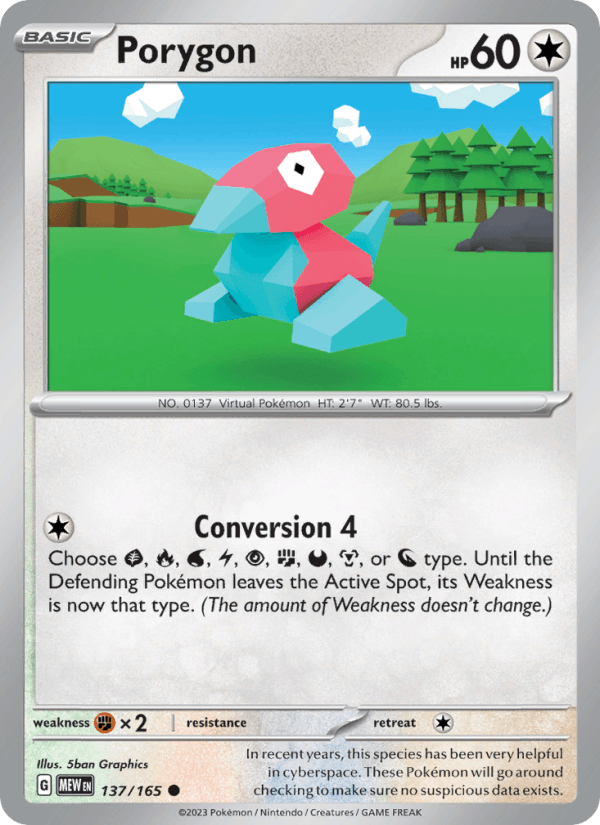 Porygon 137/165 151 English Pokémon card