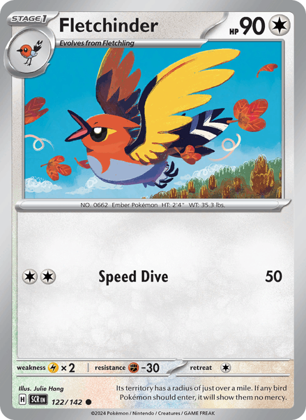 Fletchinder 122/142 Stellar Crown English Pokémon card