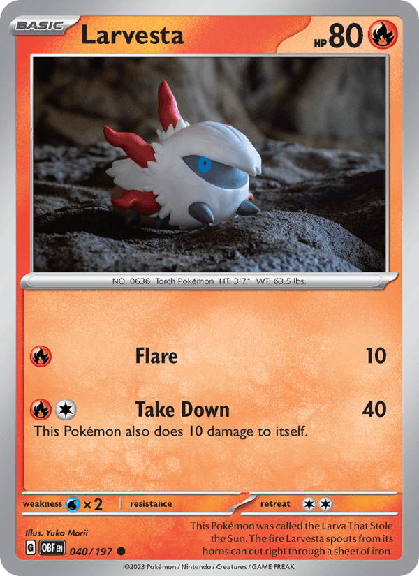Larvesta 40/197 Obsidian Flames English Pokémon card