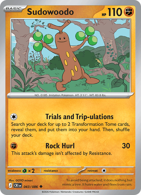 Sudowoodo 43/86 Chaos Rising English Pokémon card