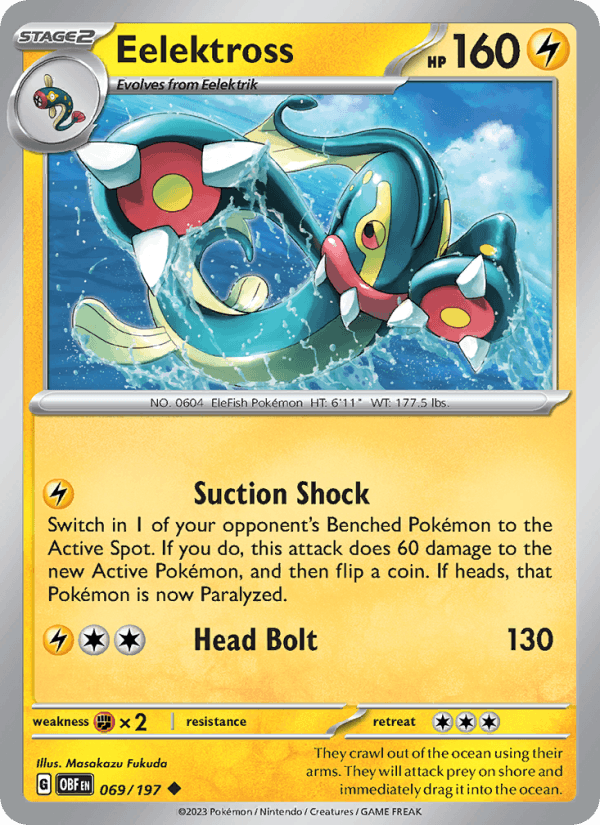 Eelektross 69/197 Obsidian Flames English Pokémon card