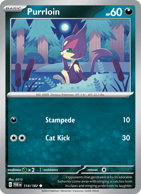 Purrloin 114/182 Paradox Rift English Pokémon card