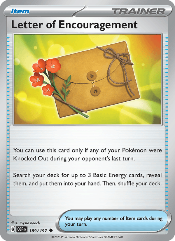 Letter of Encouragement 189/197 Obsidian Flames English Pokémon card